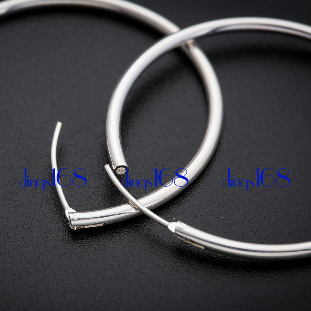 925 Sterling Silver Classic Endless Thin Hoop Earrings #CHOOSE A SIZE 20mm~70mm#