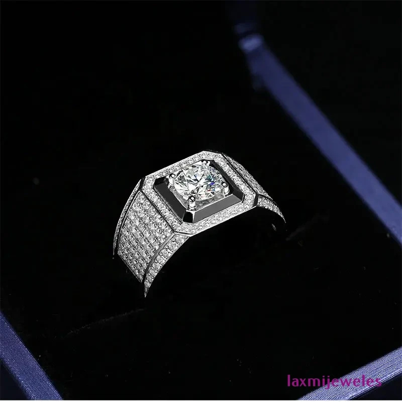 2Ct Round Lab-Created Diamond Men’s Ring 14K White Gold Over Wedding Pinky Band