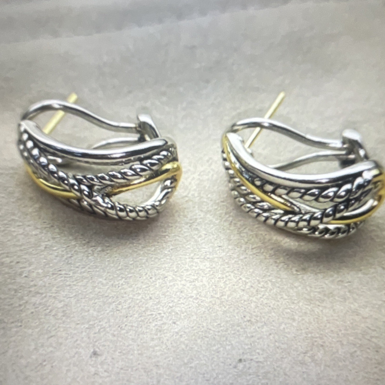 DY Intertwined Cable Hoop Earrings 925 Silver 18K Gold TwoTone