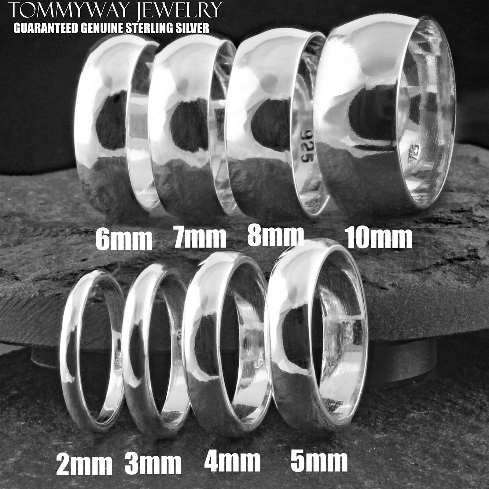 Guaranteed 925 Sterling Silver Plain Polished Wedding Band Ring Men’s Women’s