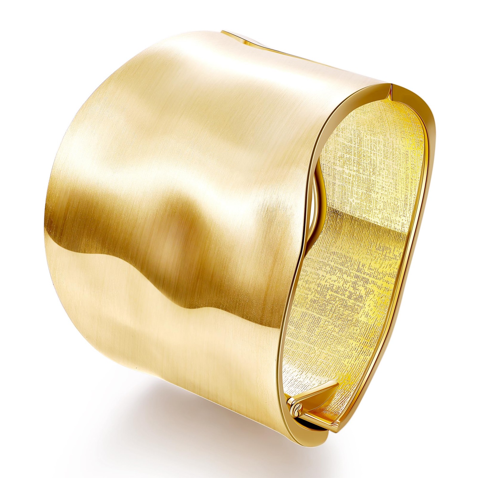 Masedy 18K Gold Plated Wide Chunky Gold Cuff Bracelets for Women Chunky Bangle