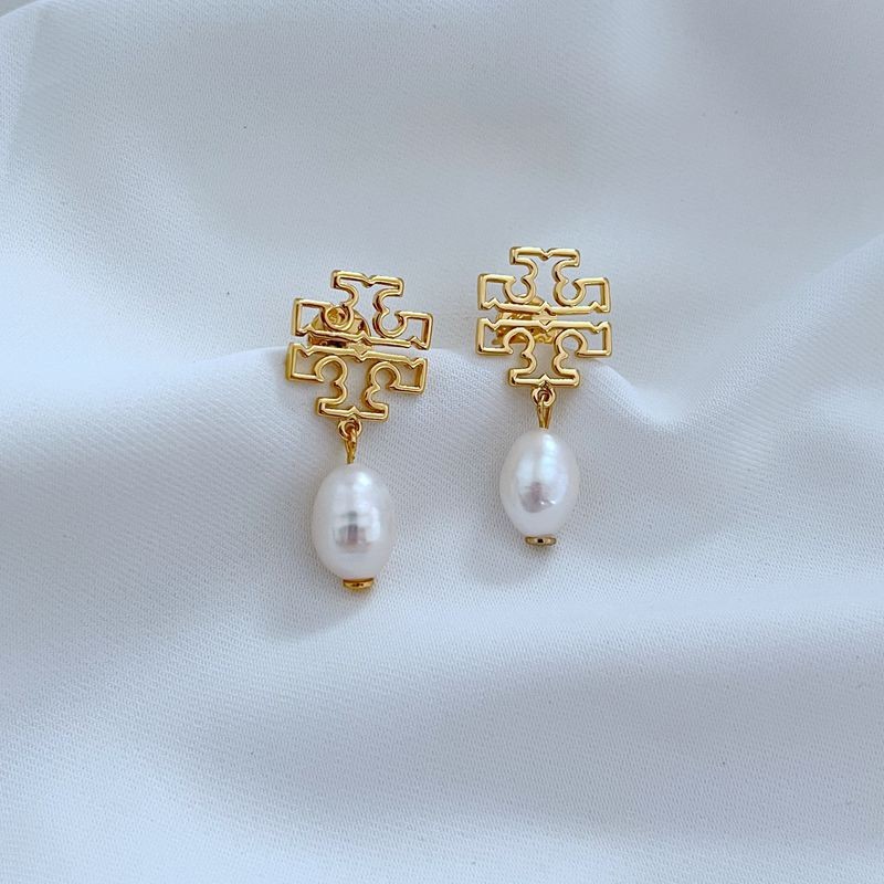TORY BURCH Gold & White Pearl Drop Earrings | Classic Elegant