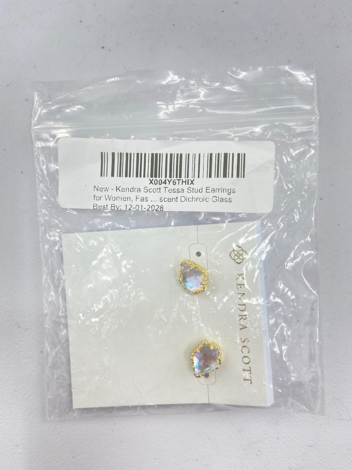 Kendra Scott Tessa Stud Earrings- Gold Iridescent Dichroic Glass