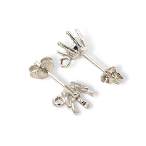 Round Six Prong Dangle Pre-notched Earring Mountings