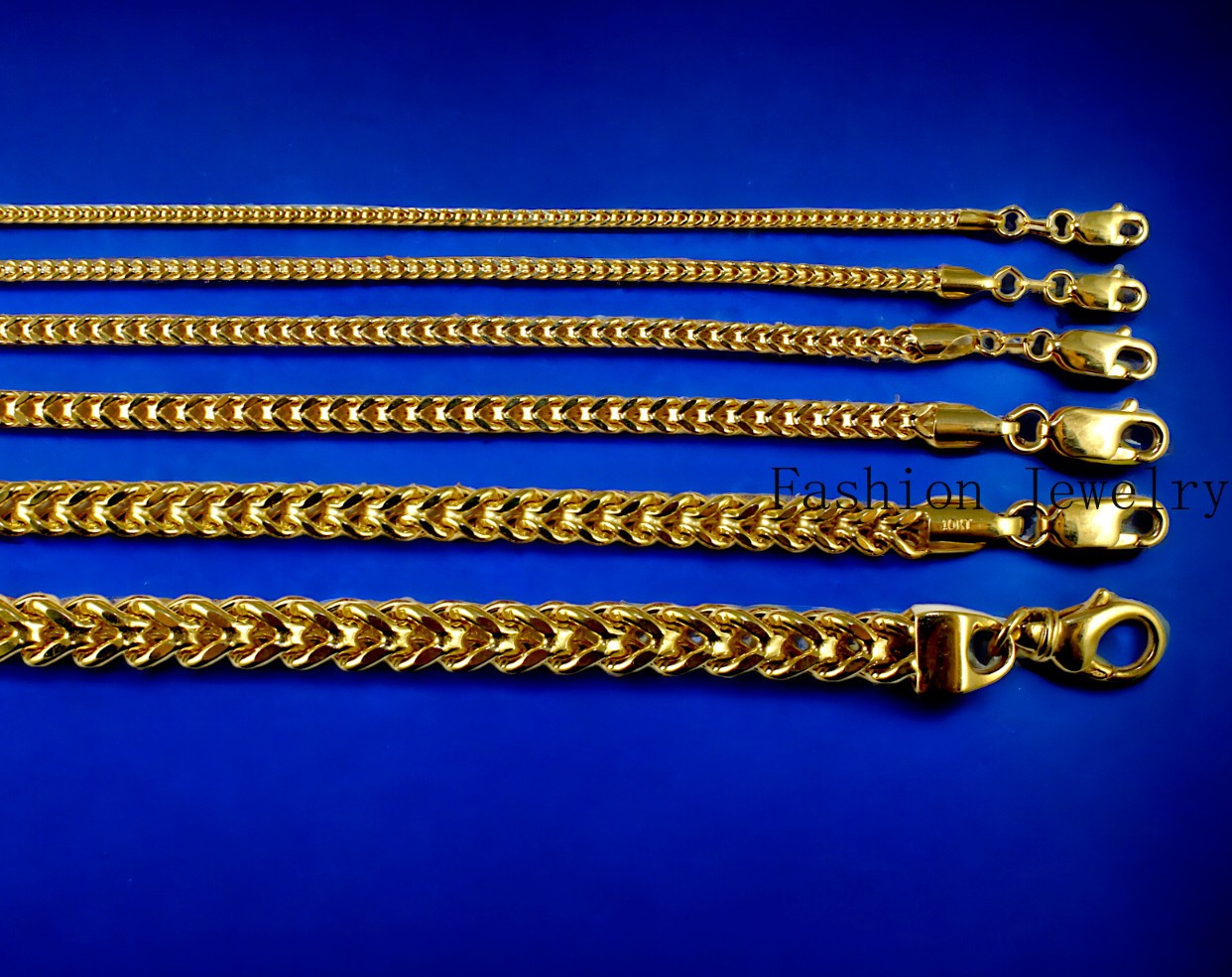 10K Yellow Gold Franco Box Square Chain Necklace Real Gold 2mm-7mm 16″-30″