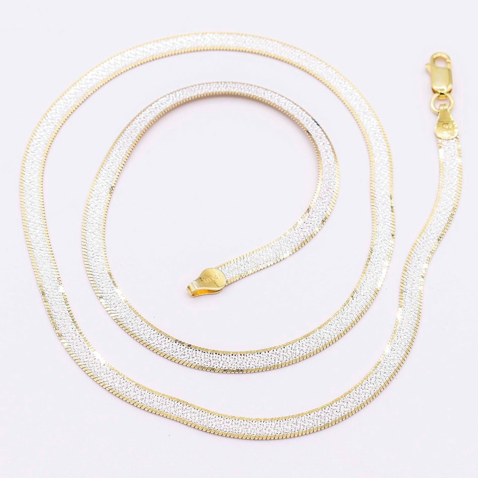 4.5mm Reversible Herringbone Chain Necklace 14K Yellow Gold-Plated Silver 925