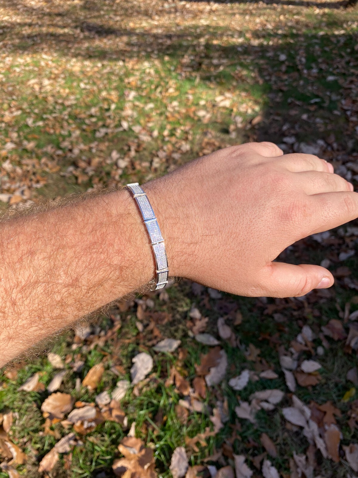 Real Solid 925 Sterling Silver Mens Iced Flooded Out Bracelet CZ Hip Hop Tennis