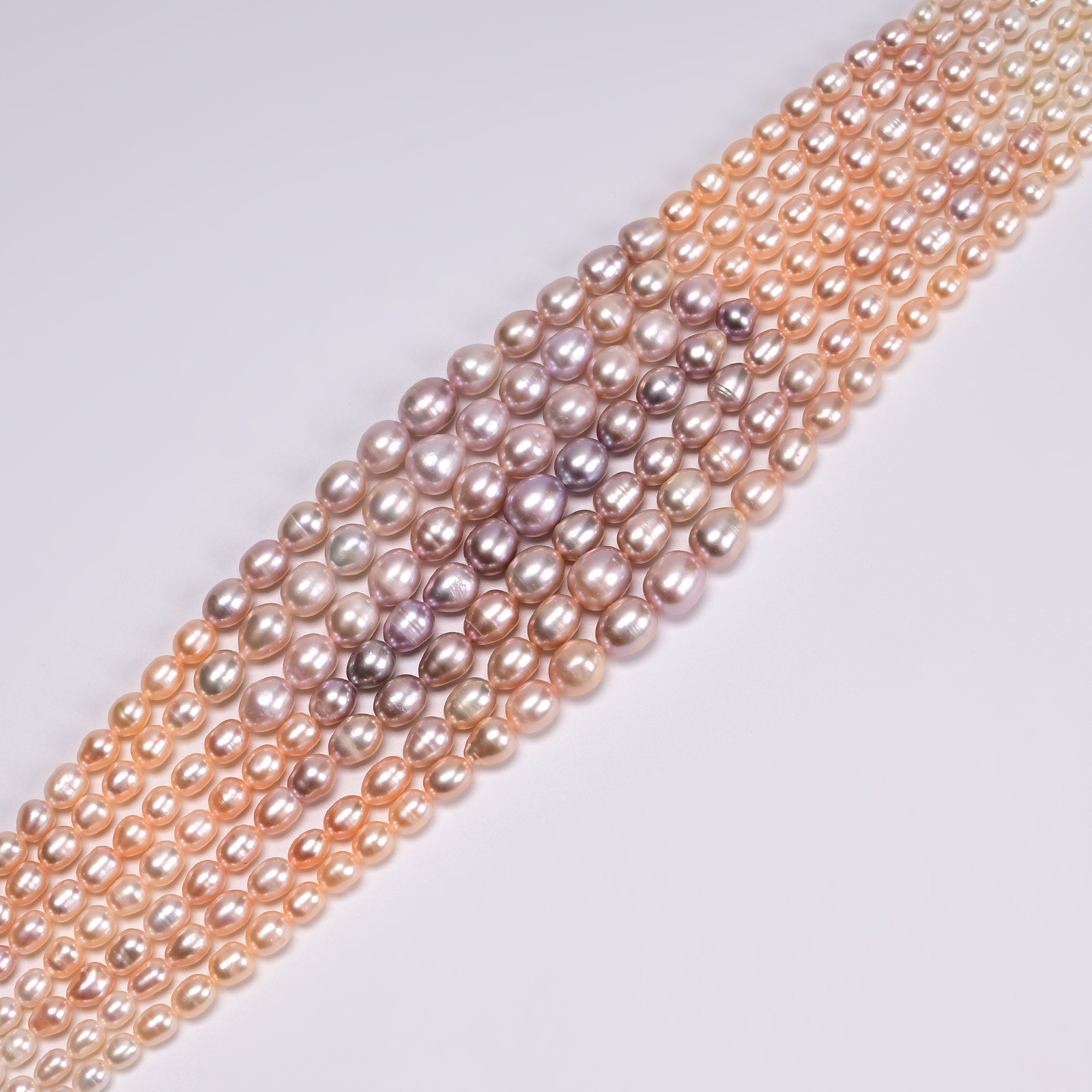 Gradient Natural Fresh Water Pearl Graduated Rice Shape Beads 4×6-9x10mm 16″Strd