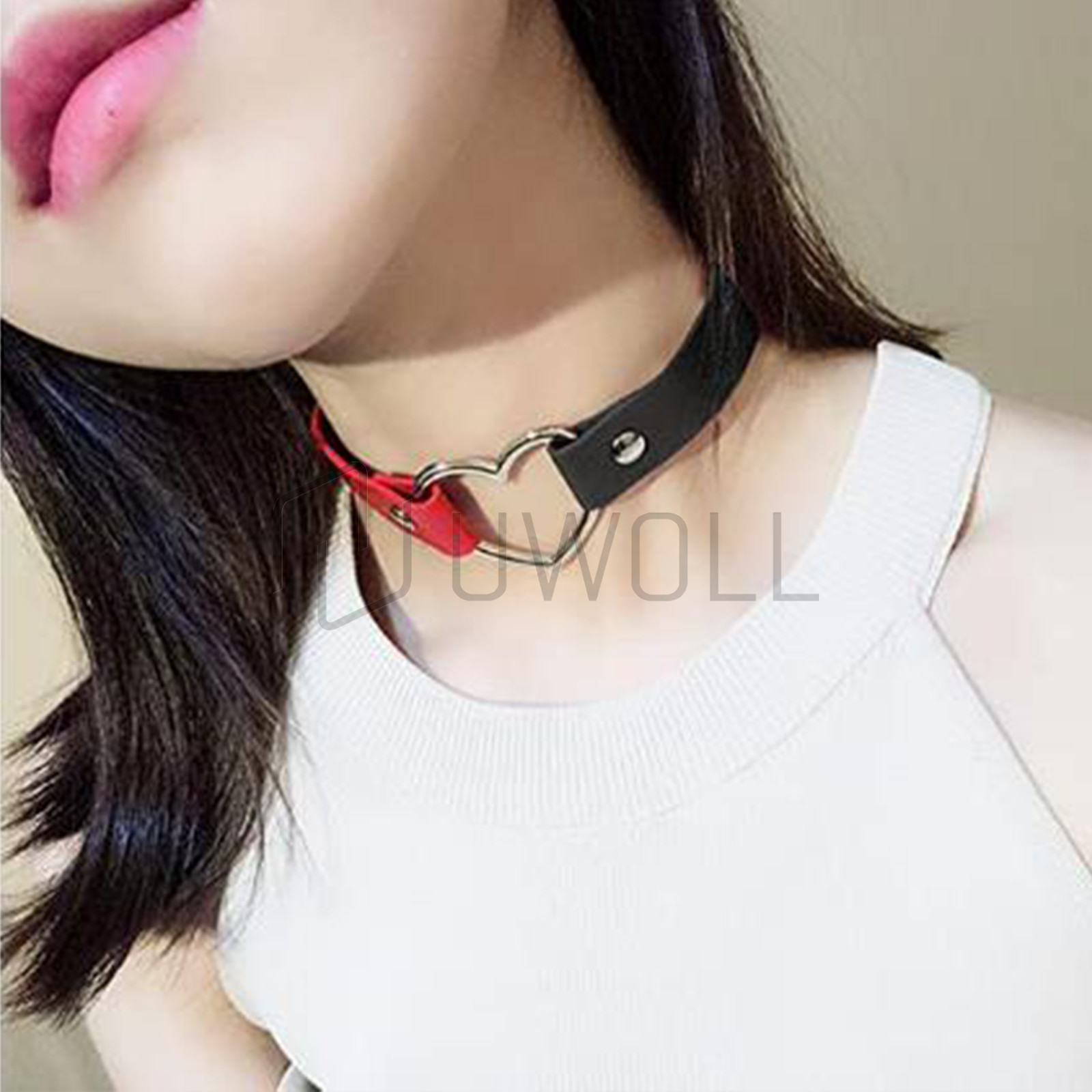 Leather Choker Necklace Adjustable Heart Chain Neck Collar Gothic Punk Gift
