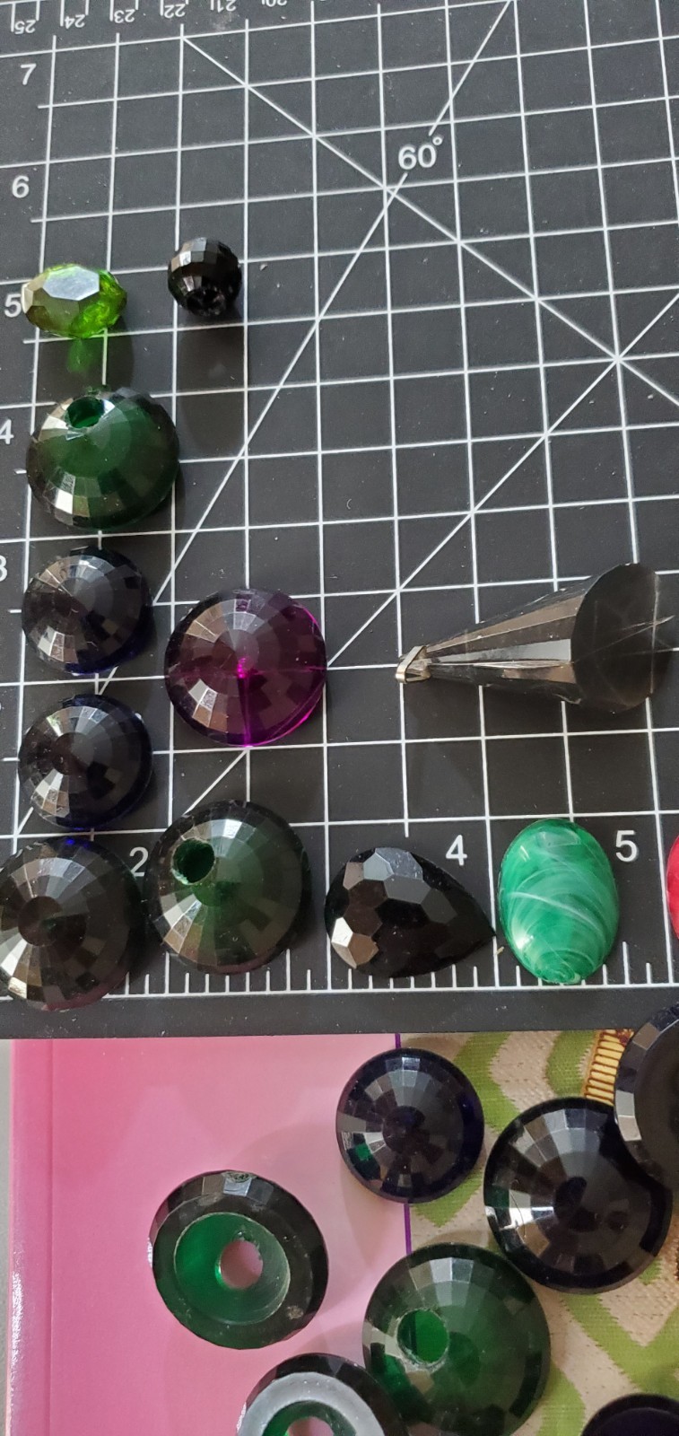 Vintage 1950s Transparent Lucite Cabachons Purple Forest Green Midnight Blue +