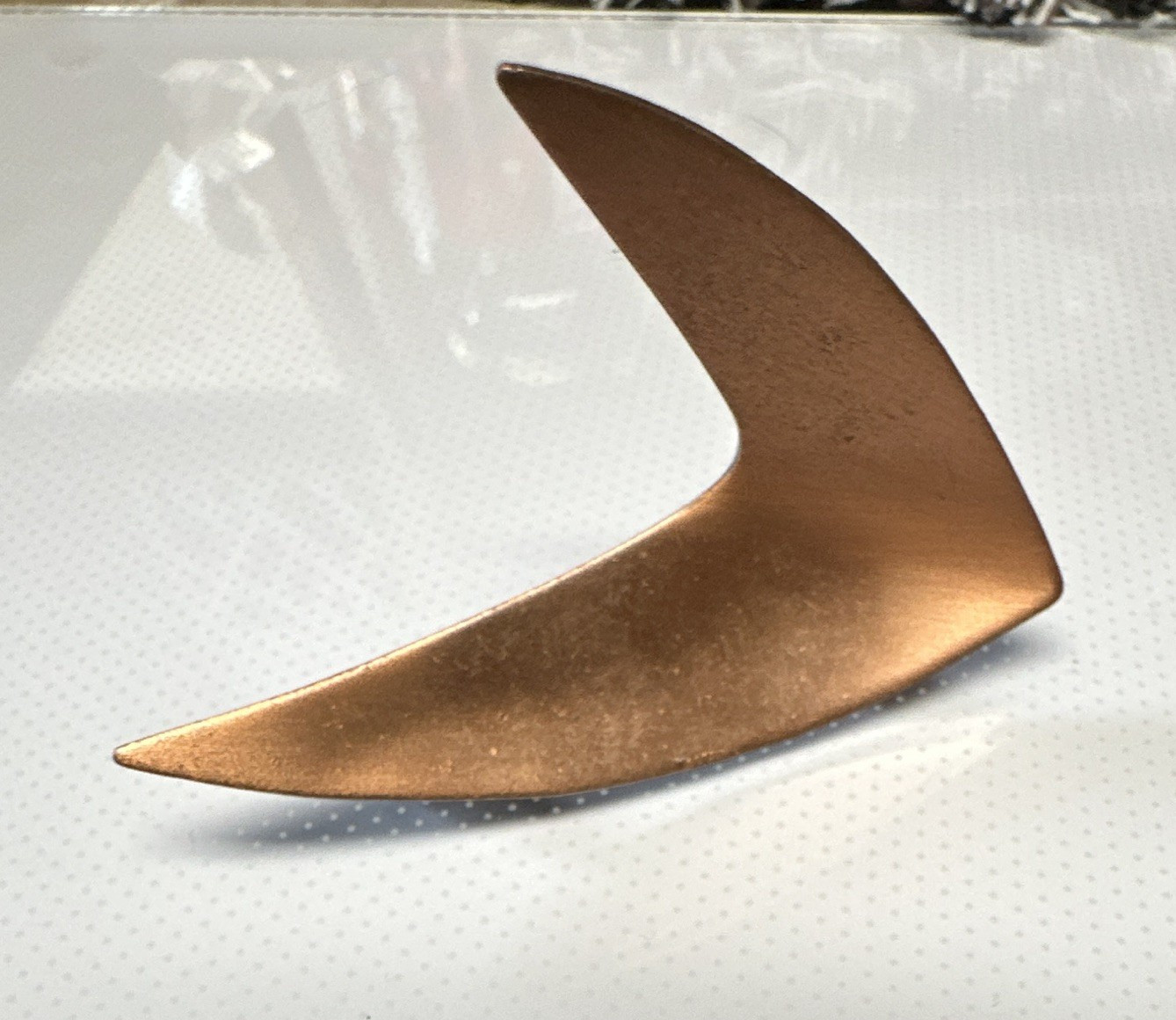 Kim Signed Abstract Asymmetrical Copper Tone Boomerang Brooch Pin Pat 2383012