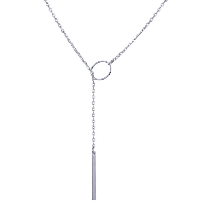 Necklace Lariat Bar Silver Chain Gold Y Pendant Style Drop Gold Tone Necklace AD