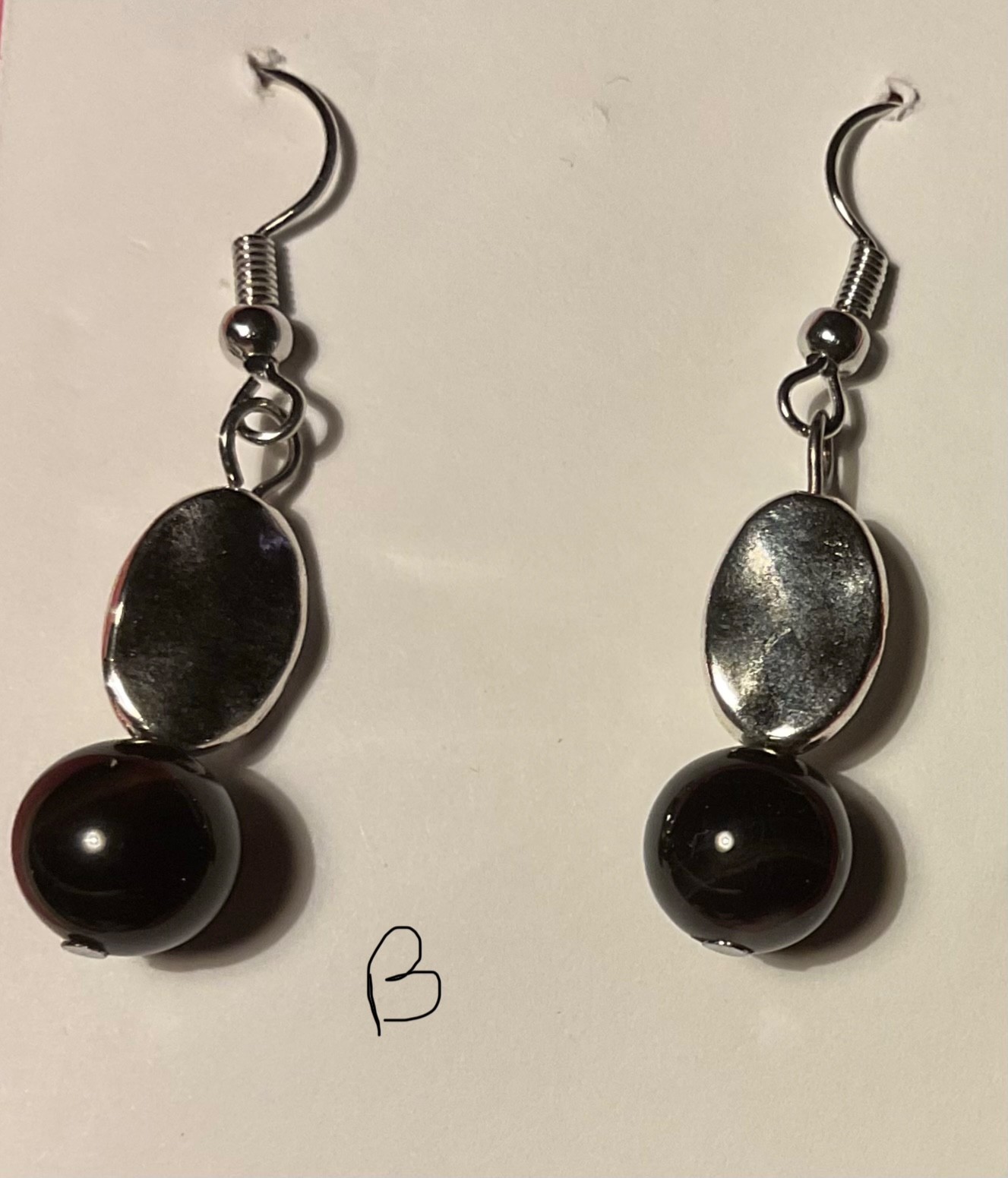 Black Agate Natural Stone dangle Earrings. Handmade, Choose Variation.