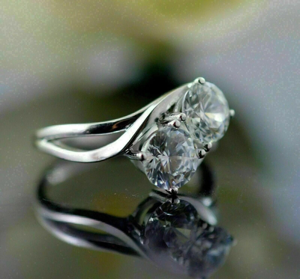 2.00Ct Round Cut Lab Created Moissanite Wedding Ring 14K White Gold Plated
