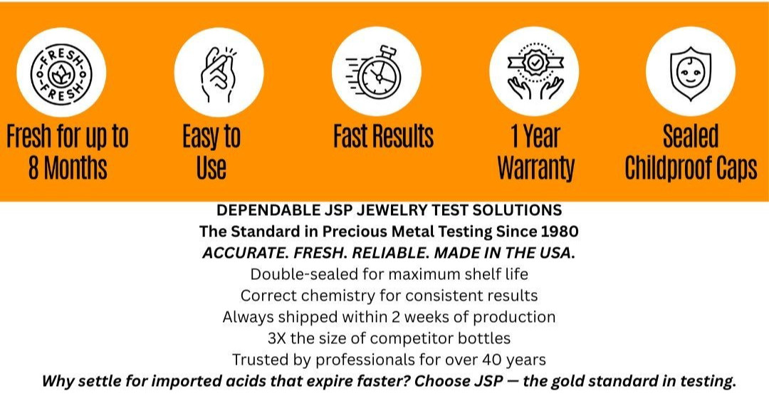 Gold Testing Kit 10k 14k 18k 22k Solutions Acids + Scratch Stone Test