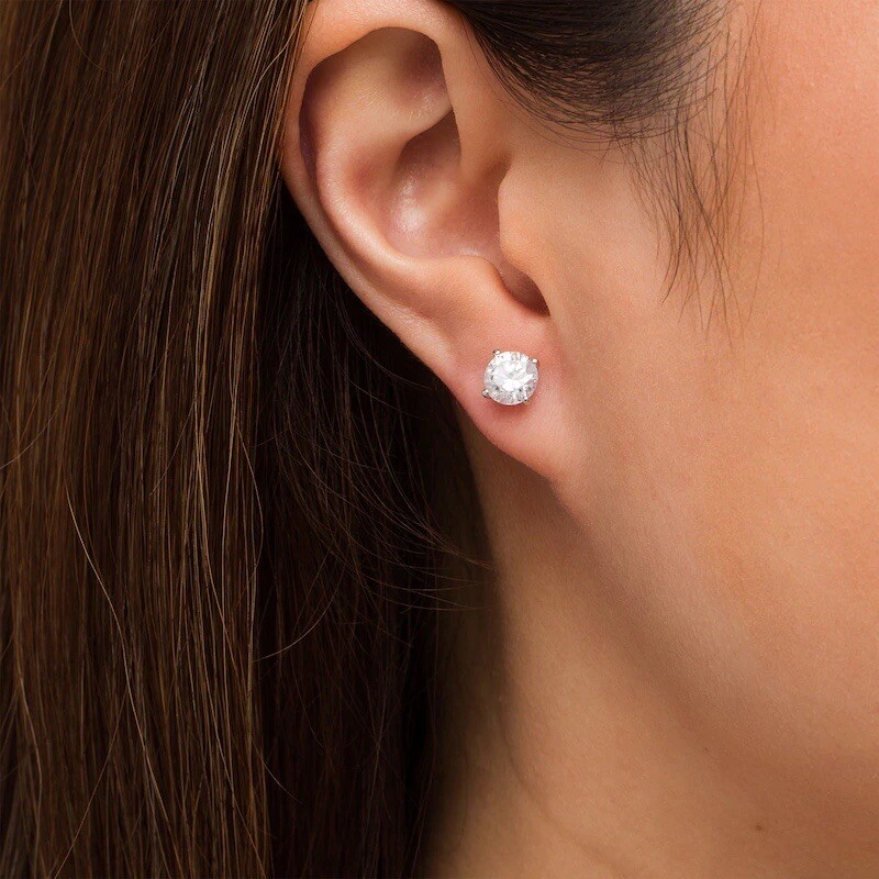 3.00 Ct Round Cut VVS1/D Lab Created Stud Earrings 14k White Gold 7mm Push Back