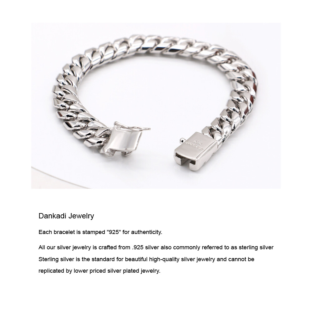 925 Solid Sterling Silver Men’s Miami Cuban Link Chain Bracelet 10mm ALL SIZE