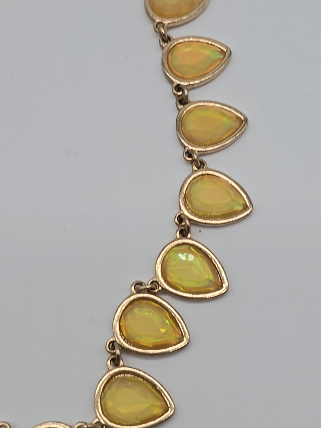 Everyday Wear Yellow Teardrop Statement Necklace and Coordinating Earrings Set