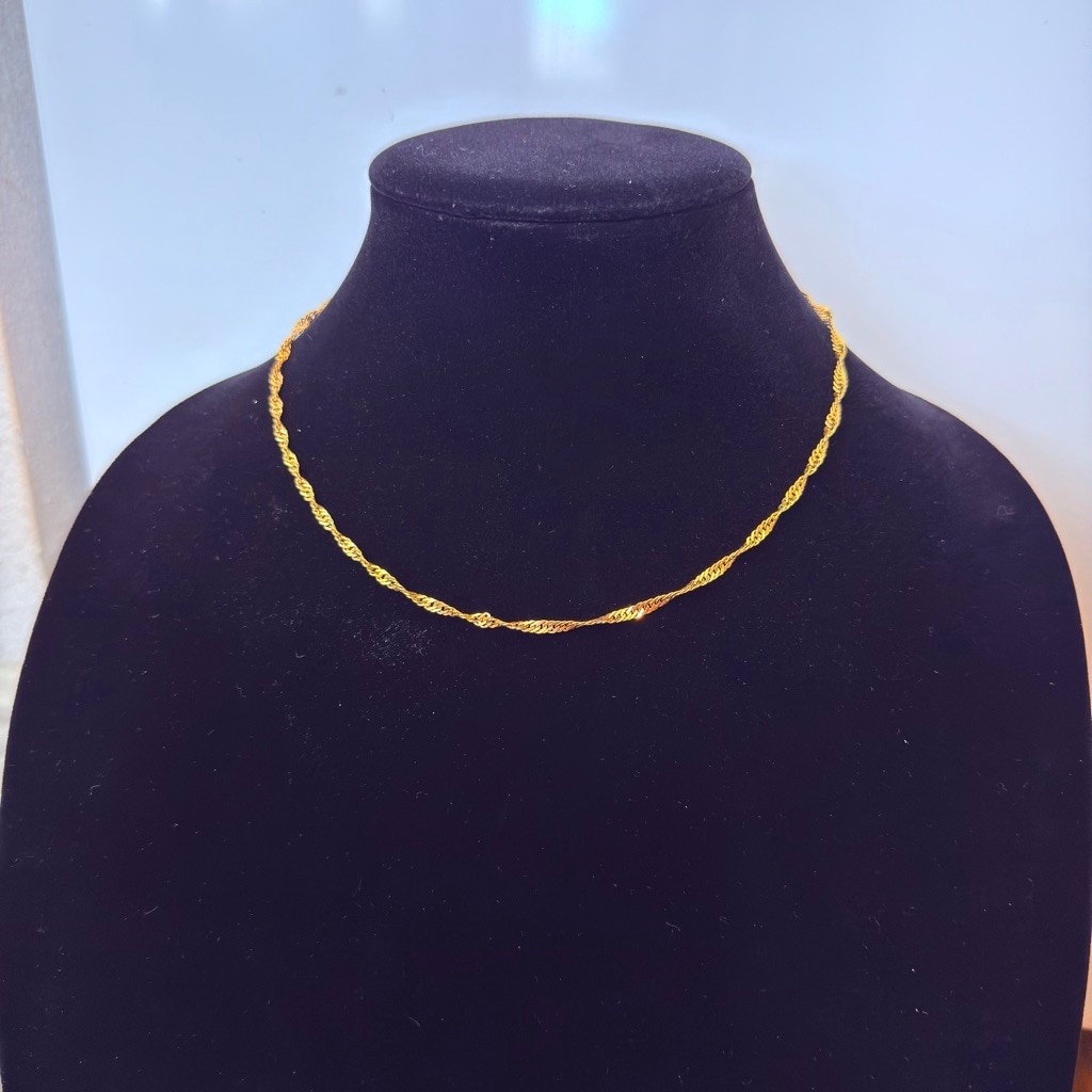 10K Solid Yellow Gold 3MM Twisted Curb Chain Link VTG Necklace Milor Italy 17.75