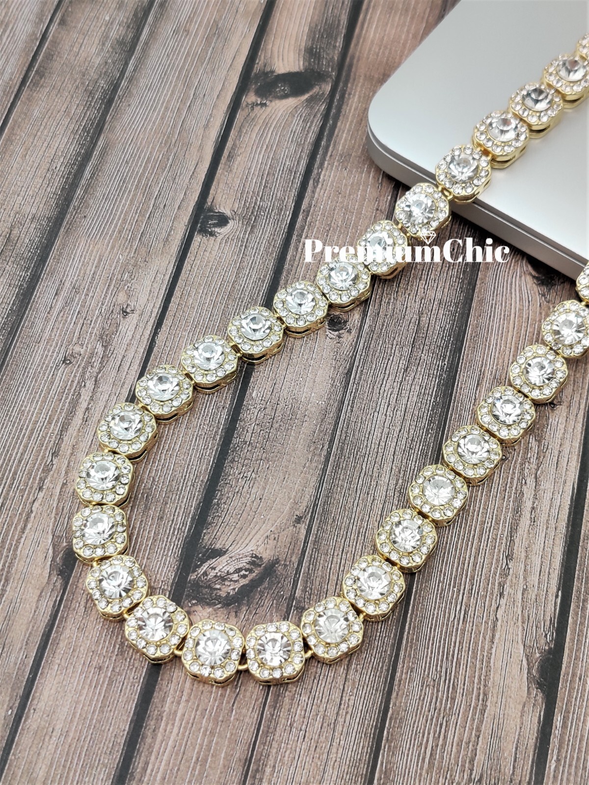 Iced Baguette Cluster Tennis Chain Choker Necklace Plated CZ Men Hip Hop Jewelry