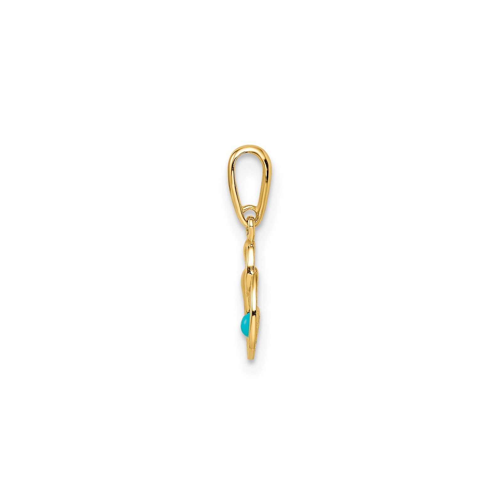 14k Yellow Gold Turquoise Pendant Abstract Open Circle Modern Minimalist Necklac
