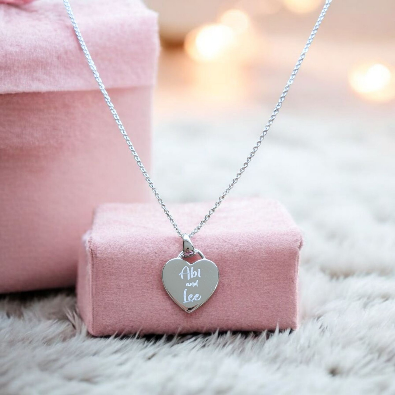 Personalised 925 Sterling Silver Heart Tag Charm Pendant Engraved Necklace Gift