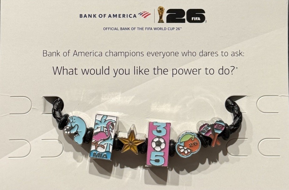 Bank Of America FIFA World Cup 26 RARE MIAMI braided Charm Bracelet