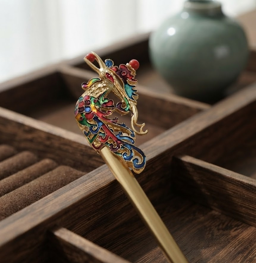 Korean Traditional Hair Stick Gold Dragon Design Elegant Hanbok Hair Accessory