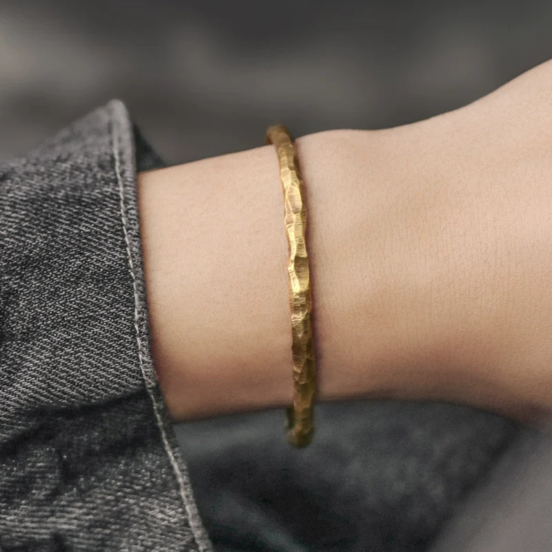 Handmade Hammered Pure Copper Cuff Bracelet Minimalist Jewelry Gift For Men Wome