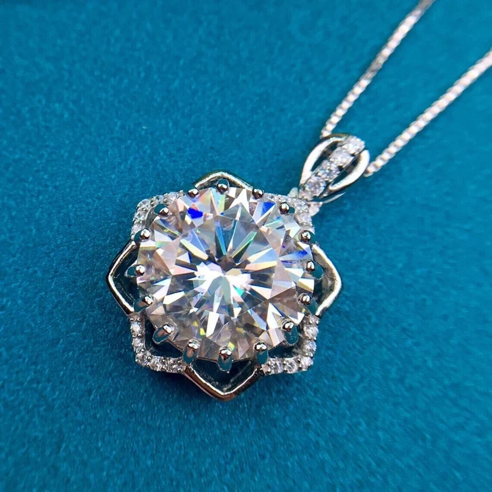 2.5Ct Lab Created Moissanite Round Floating Pendant Real 10K White Gold