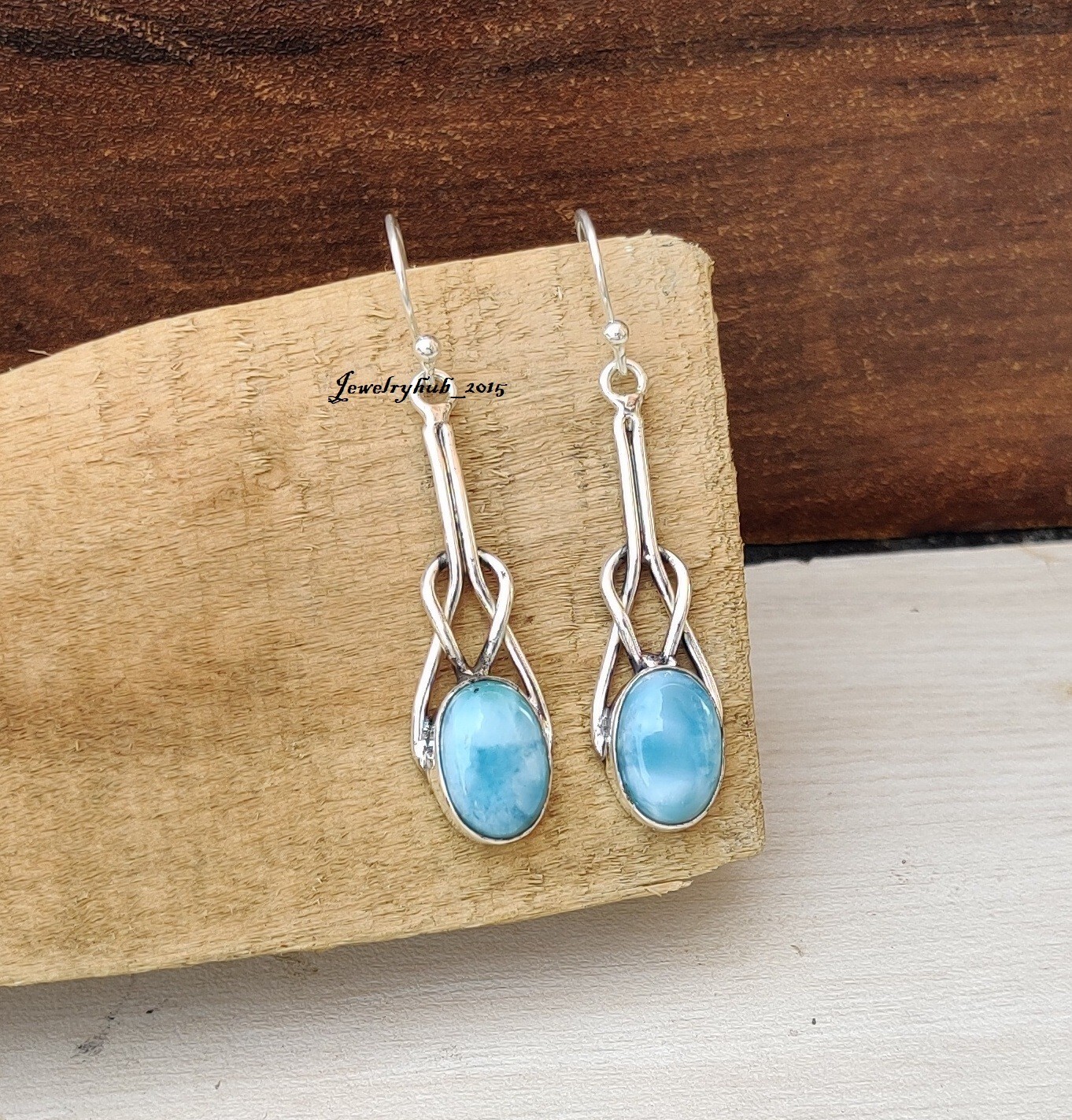 Natural Larimar Gemstone Earring 925 Sterling Silver Amazing Gift Jewelry MO2180
