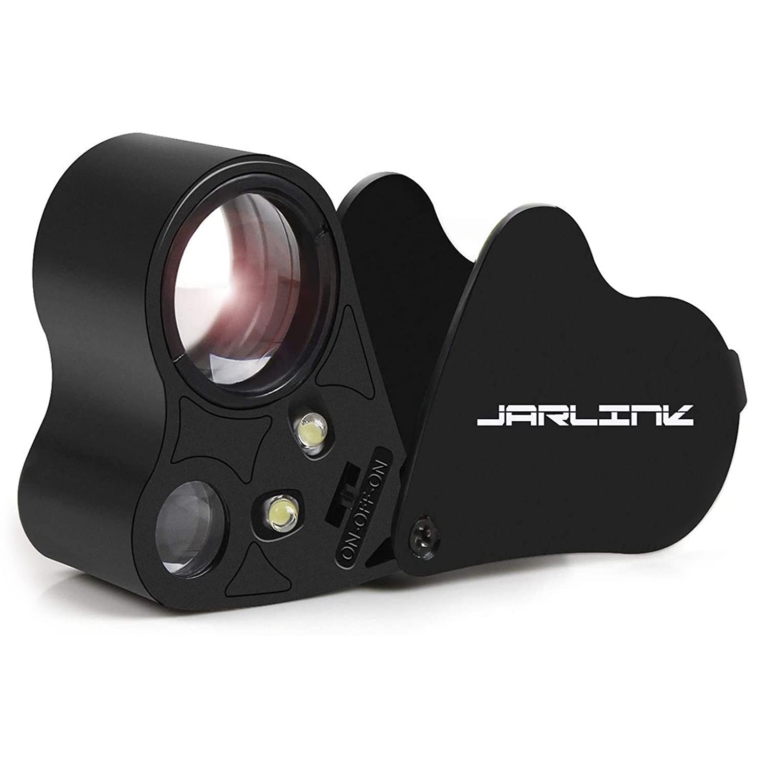 JARLINK 30X 60X Illuminated Jewelers Loupe Magnifier, Foldable 1-pack, Black