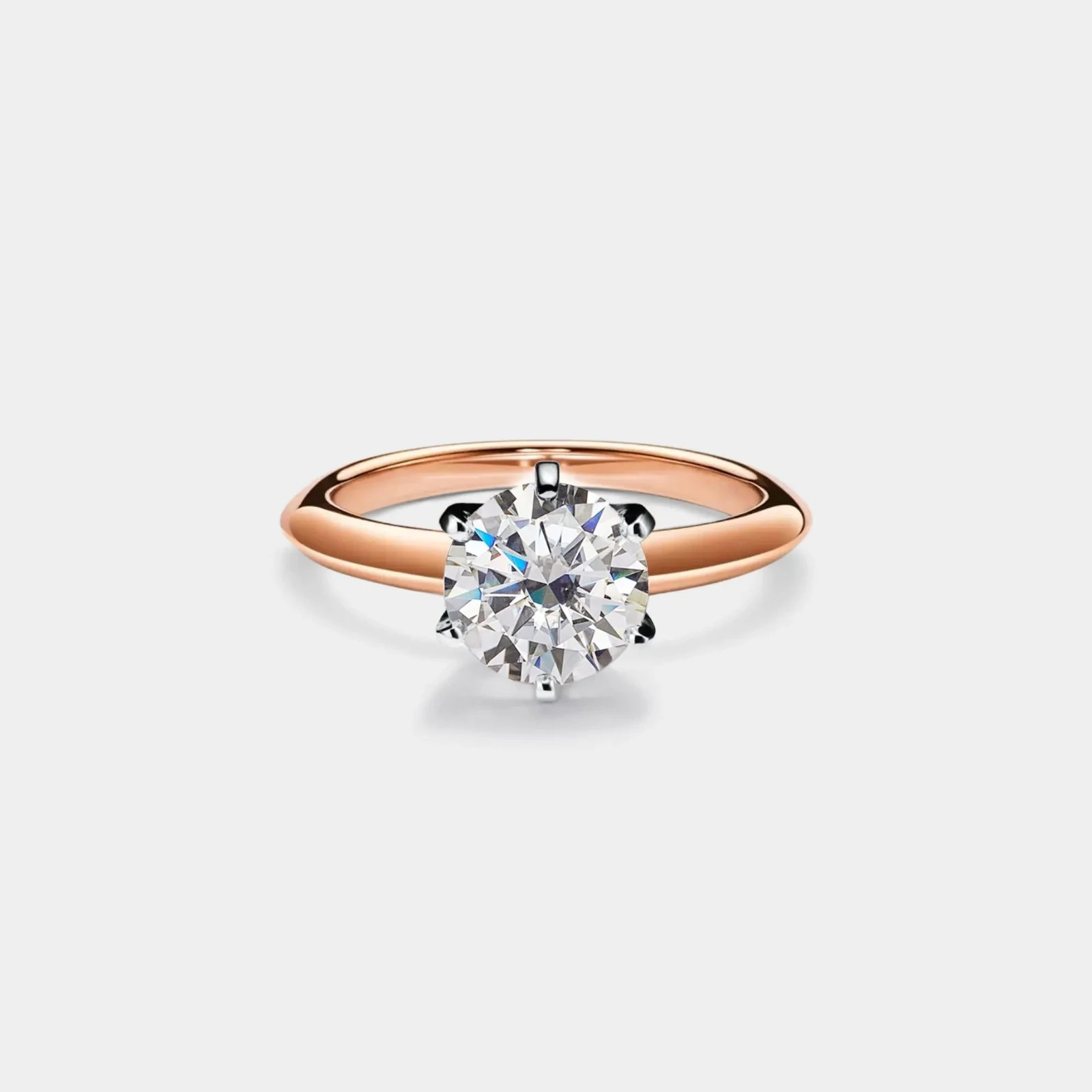 Six-Prong Solitaire Moissanite Engagement Ring in 925 Sterling Silver