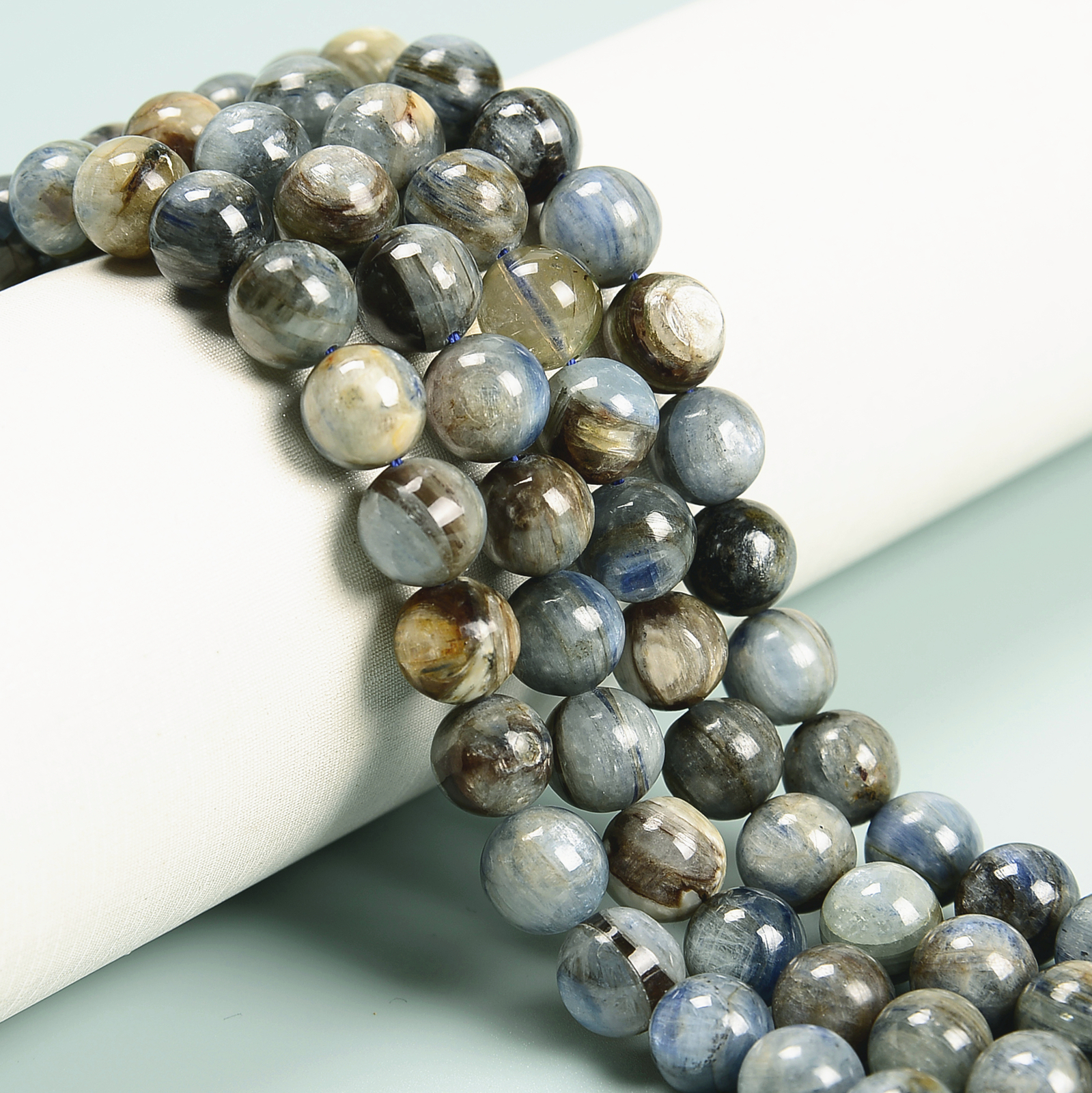 Multi Color Kyanite Smooth Round Beads 9mm 10mm 10.5mm 11mm 12mm-13mm 15.5” Str