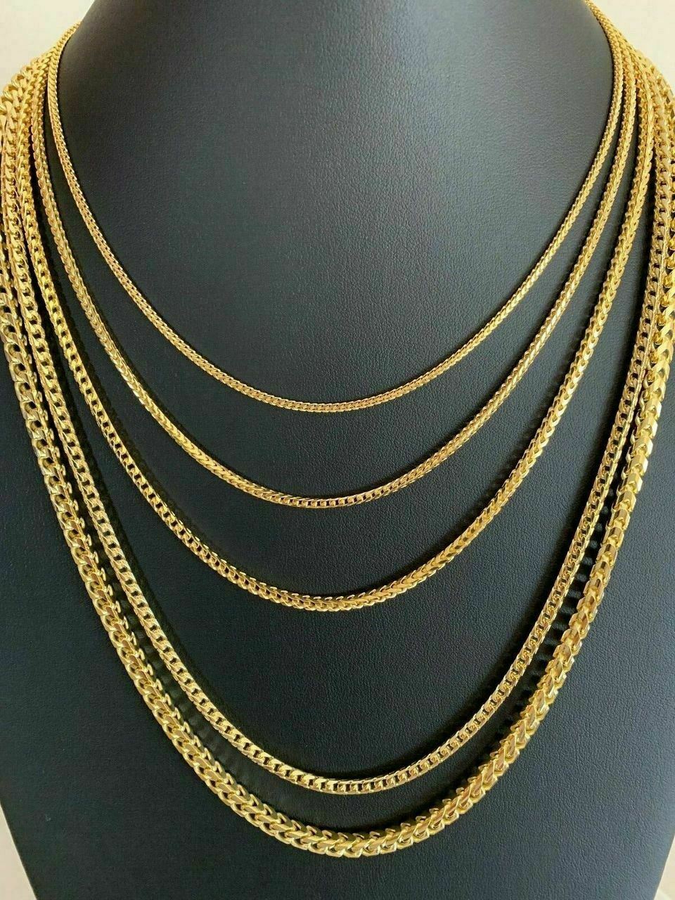 Men’s Real 14k Gold Plated Solid 925 Sterling Silver Franco Chain 2-5mm Necklace
