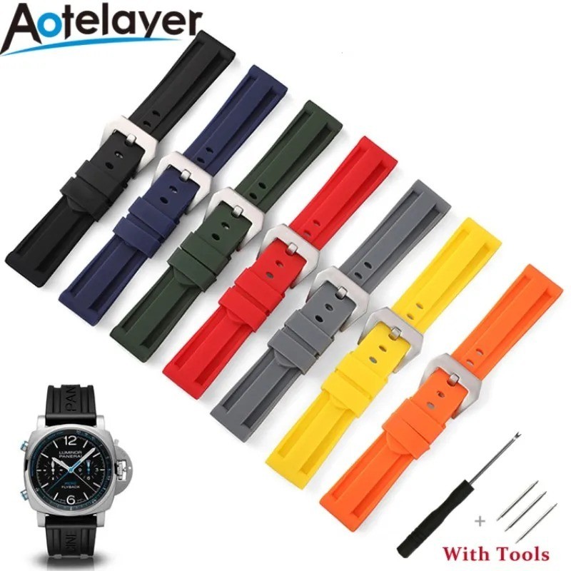Silicone Rubber Watch Band Sport Replacement Strap 20mm 22mm 24mm 26mm