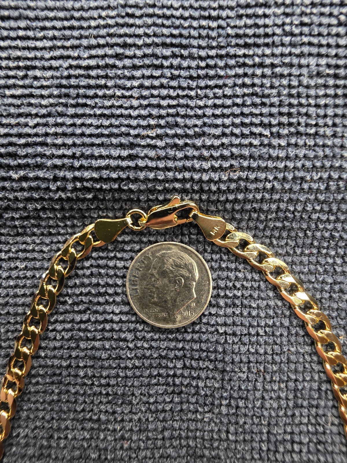14k Yellow Gold Filled Cuban Link Chain Necklace Lobster Clasp Signed 20 in