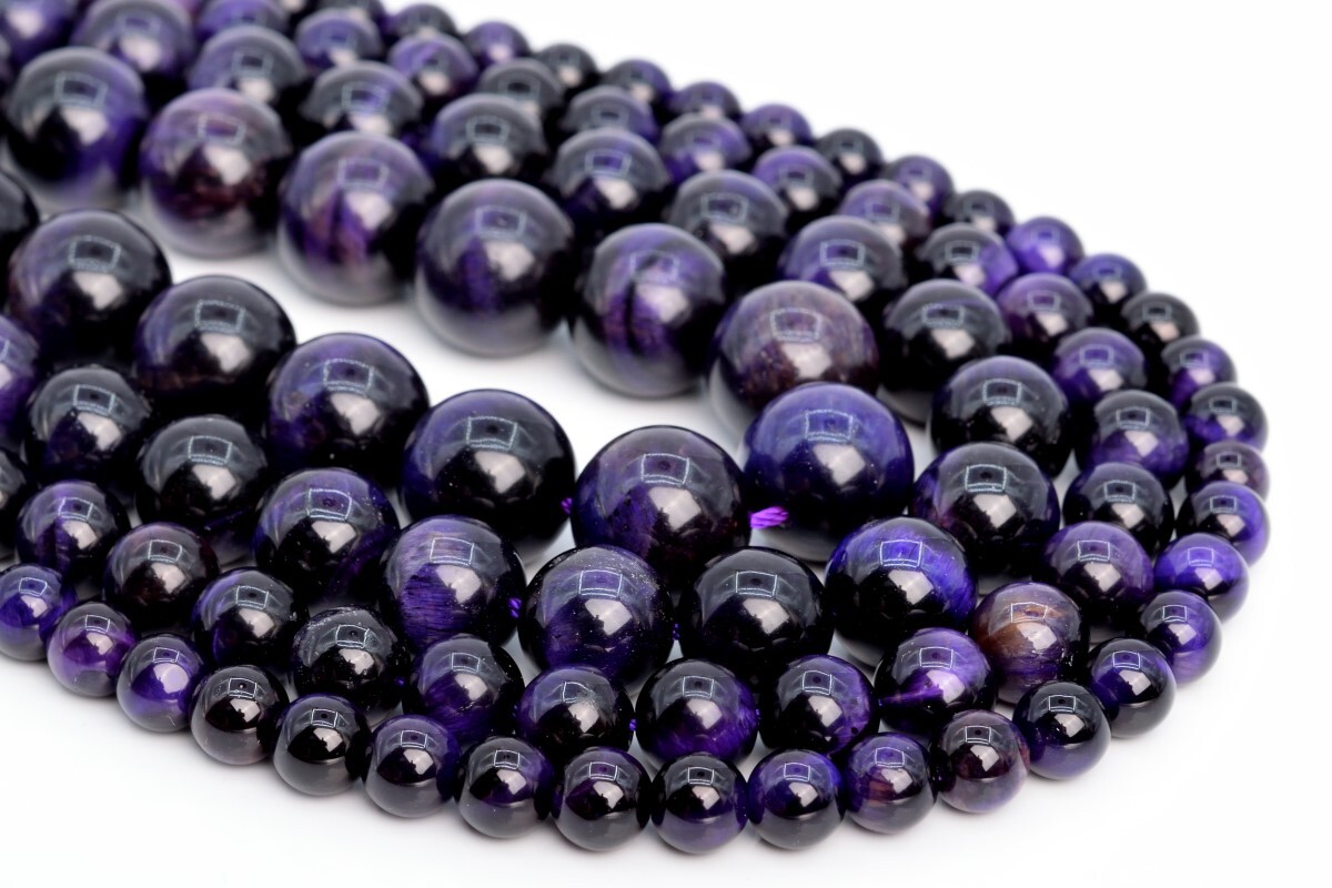 Purple Tiger Eye Beads Grade AA Round Gemstone Loose Beads 6/8/10/12MM