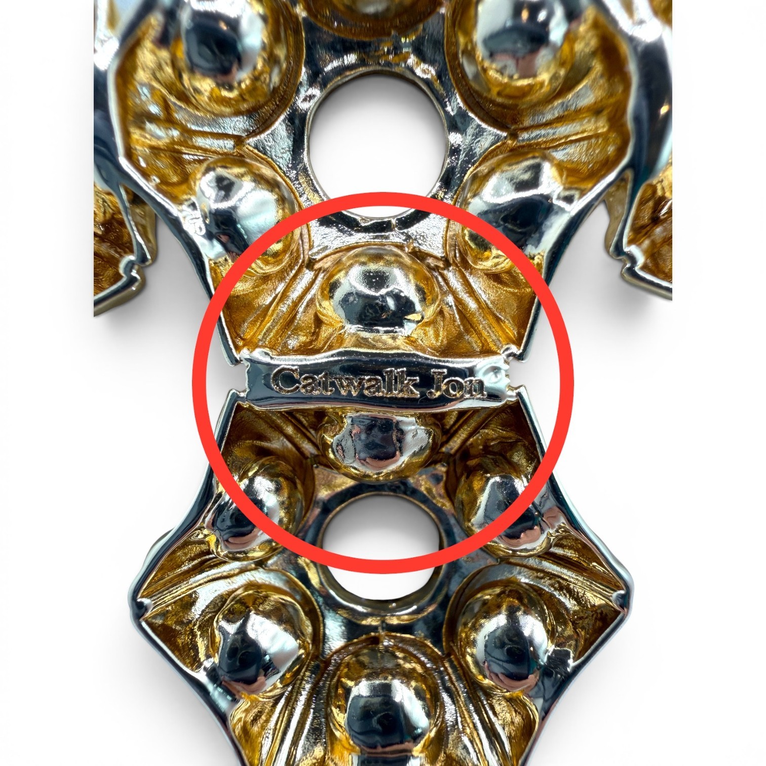 Catwalk Jon Gold Plated Rhinestone Pendant Necklace Signed 4″ Statement Cross
