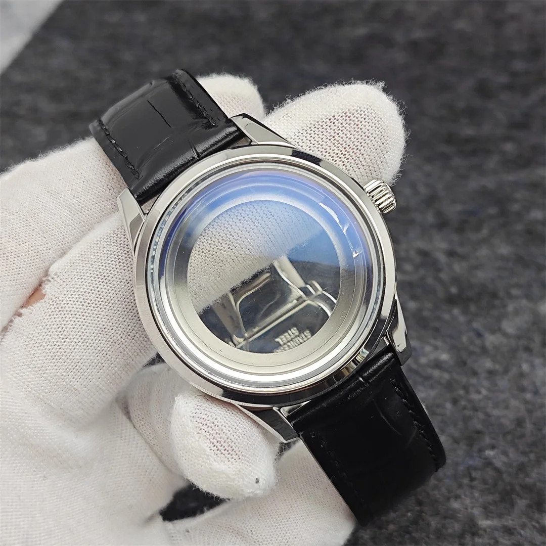 39Mm Watch Case Butterfly Double Buckle Leather Strap Fit 31Mm Dial Modification