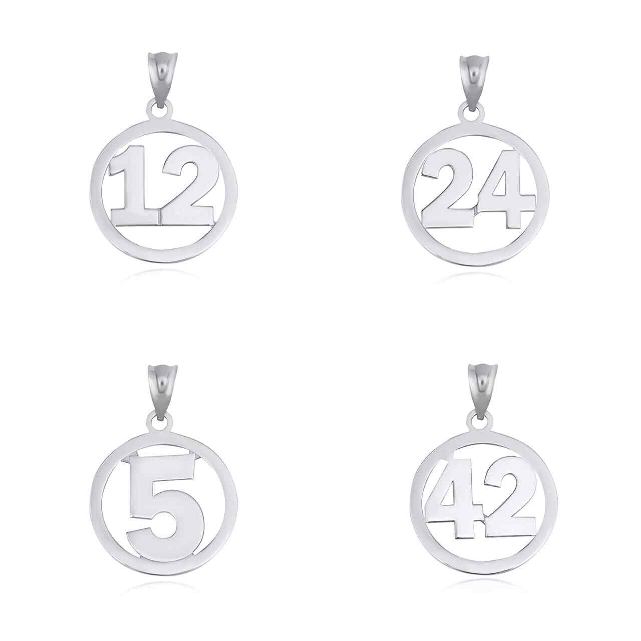 Sterling Silver Personalized Jersey Number Sports Circle Pendant