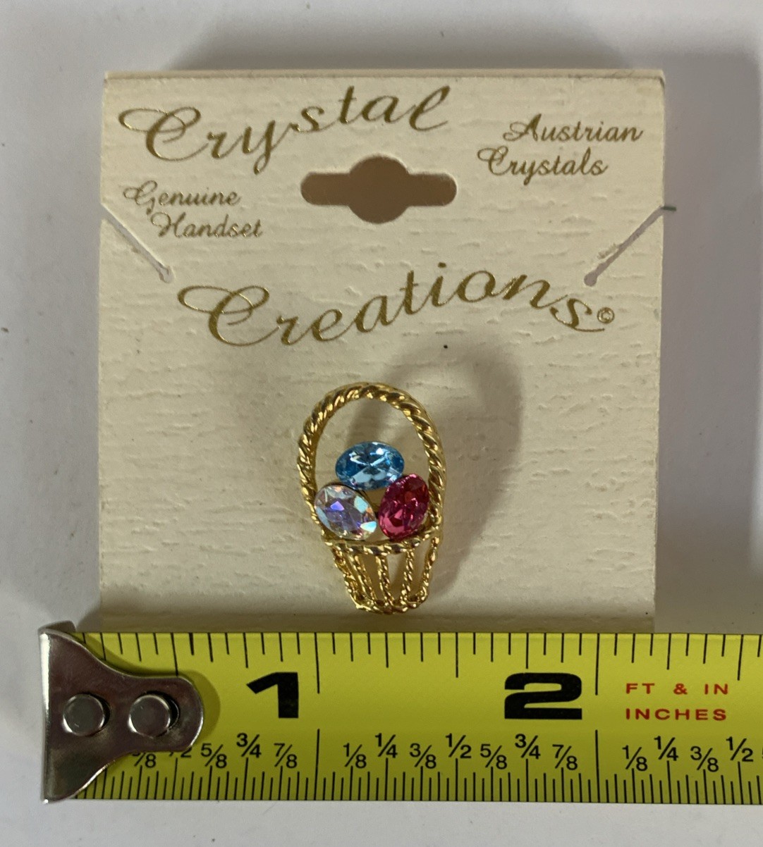 Crystal Creations Easter Spring Egg Basket Crystal Pin Jewelry