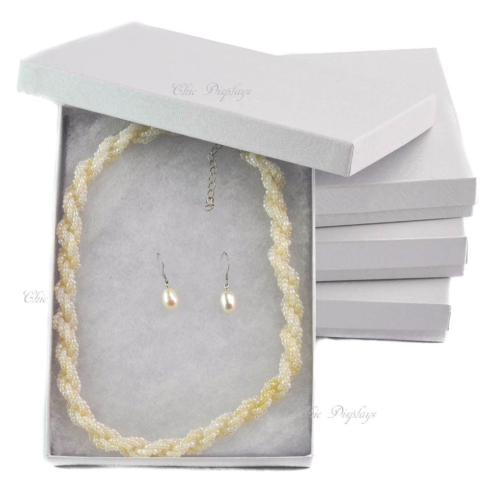 4pc White Gift Boxes Cotton Filled Boxes Large Jewelry Boxes Large Gift Boxes
