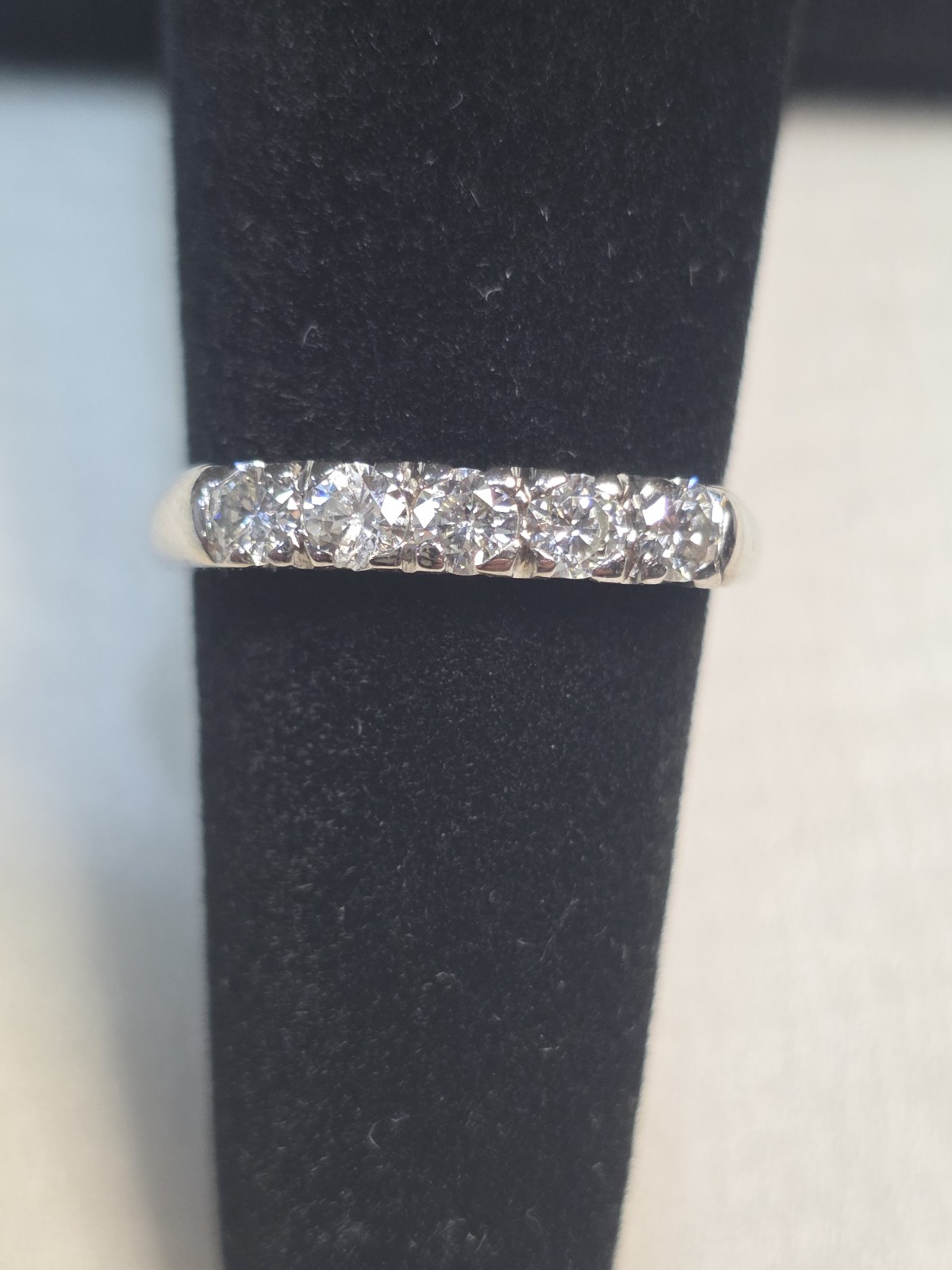 Vintage Natural .50ctw Diamond Band Ring 14k White Gold Size 5.5