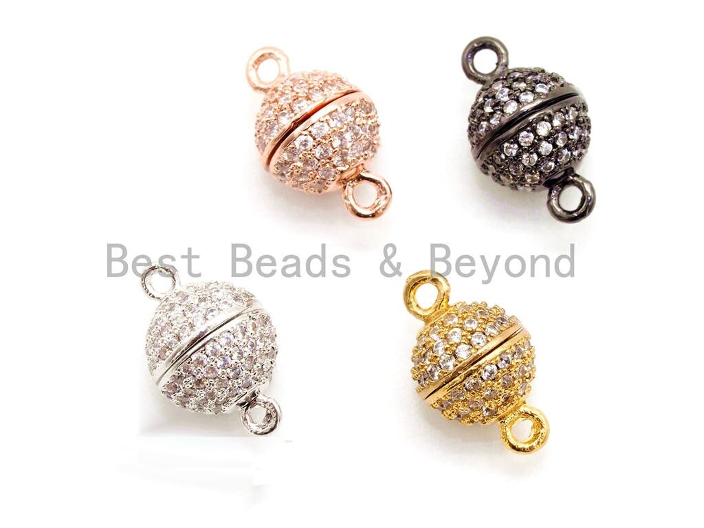 CZ Pave Round Strong Magnetic Clasp for Jewelry Making 8/10/12/14/16mm, sku#H55
