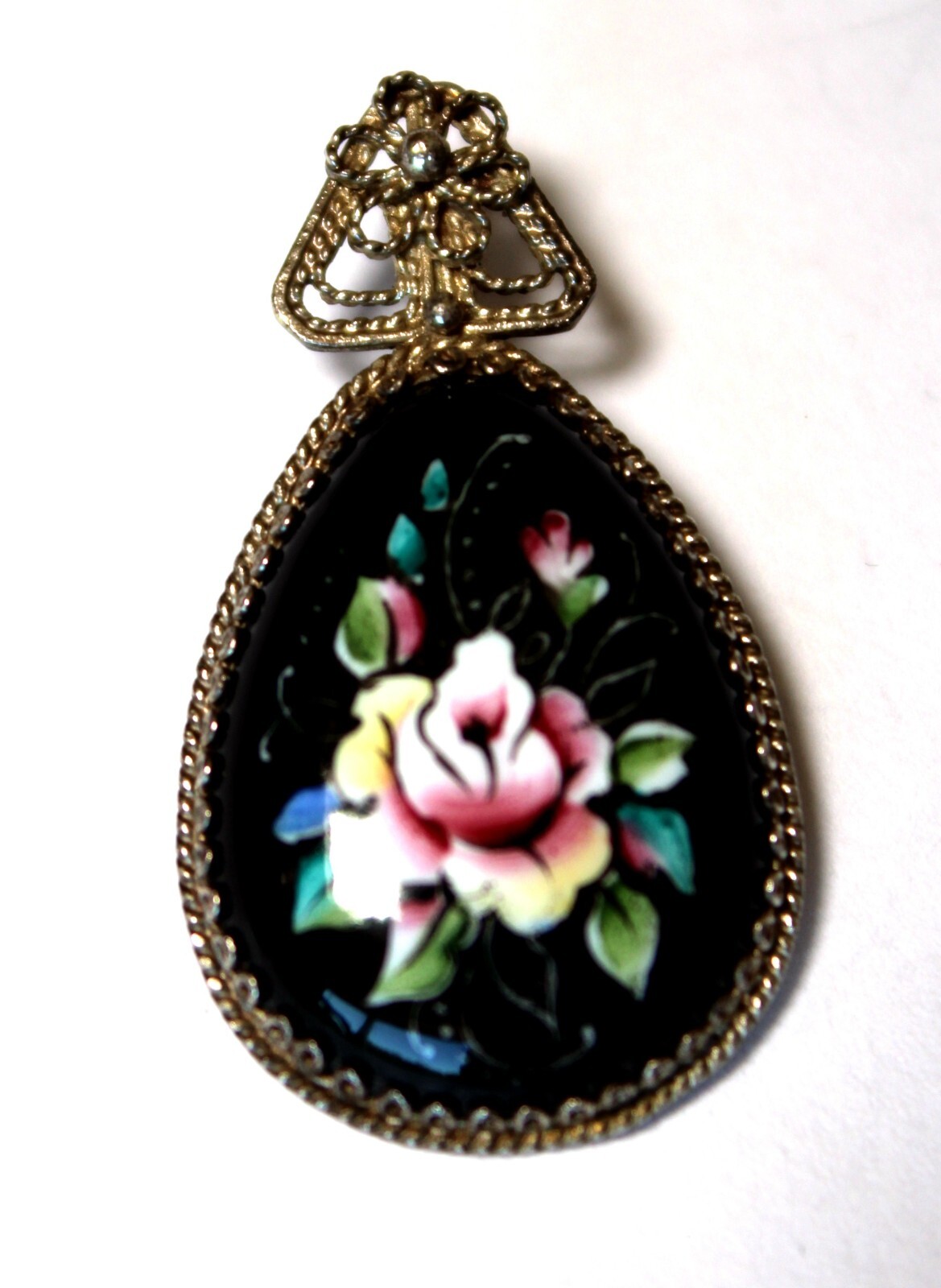 Vintage Unique Enamel Hand Painted Russia Finift Jewelry Pendant 5 Variation #78