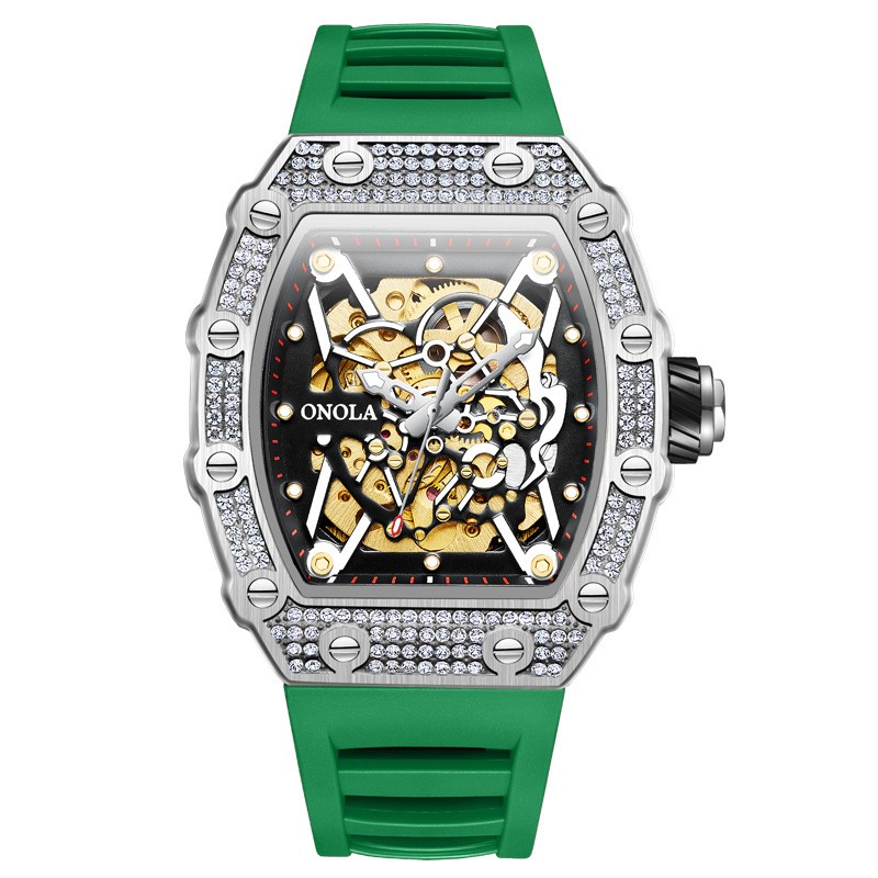 ONOLA Men Automatic Self-Wind Watch Mechanical Diamond Jeweled Waterproof Relogi