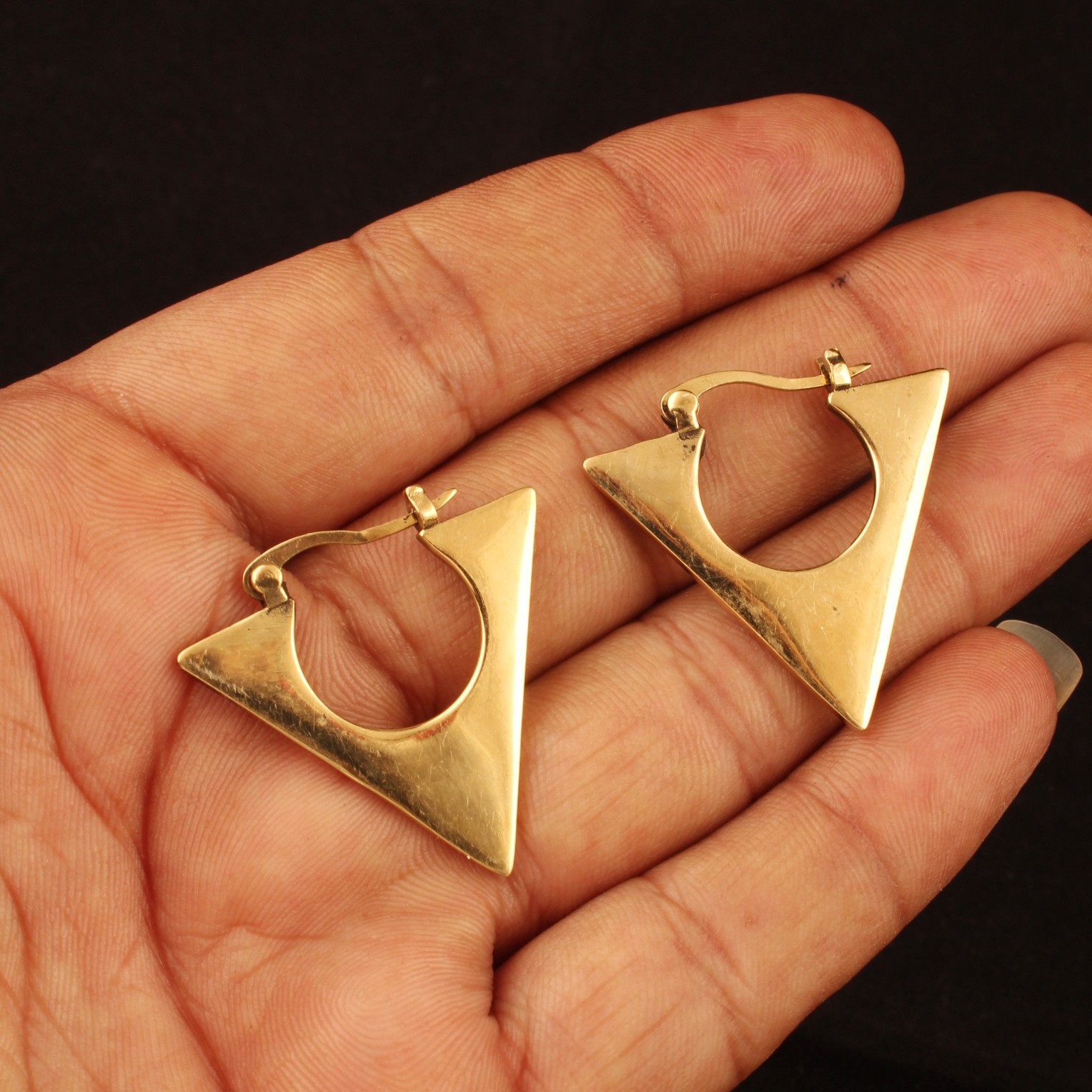 Gold Plated Geometric Triangle Hoop Earrings for Women Modern Triangle Earring