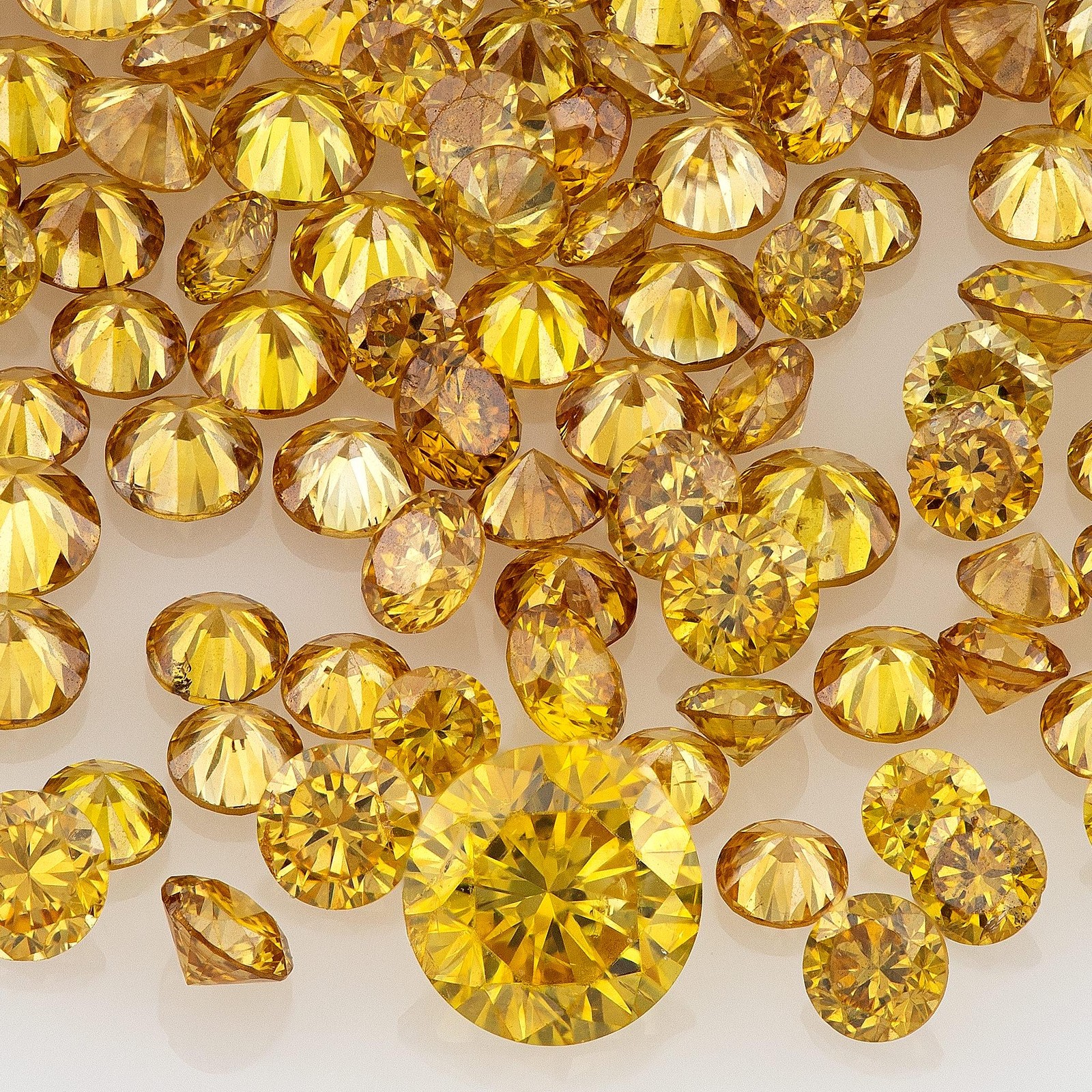 Natural Fancy Vivid Orangy Golden Yellow Diamond Melee, 0.50ct, 1.3mm-1.8mm