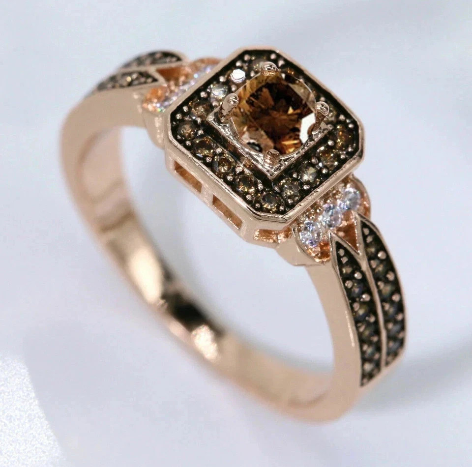 2.00Ct Round Cut Lab-Created Brown Diamond Engagement Ring 14K Rose Gold Plated
